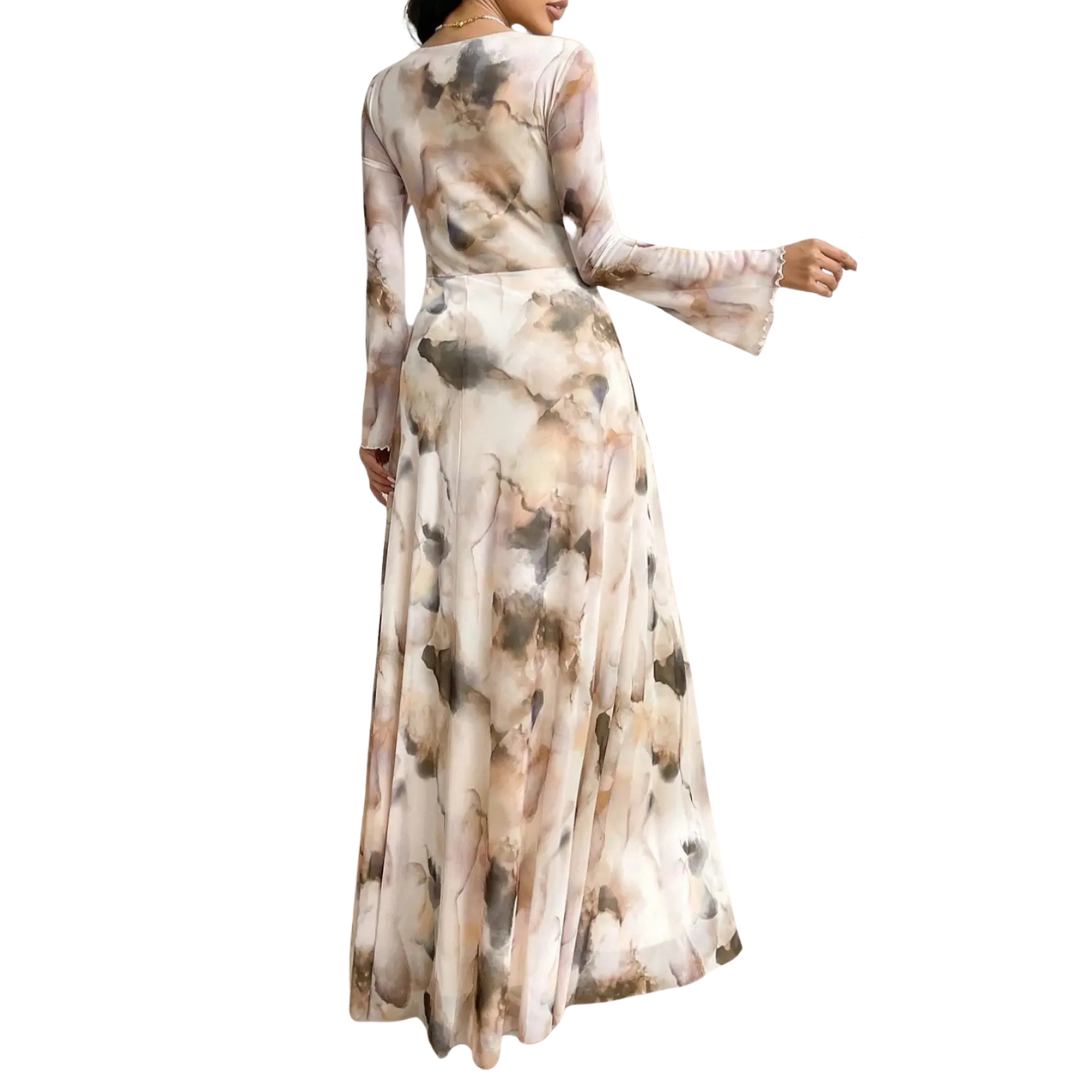Aurora – Tie-Dye Mesh Print Elegance Dress