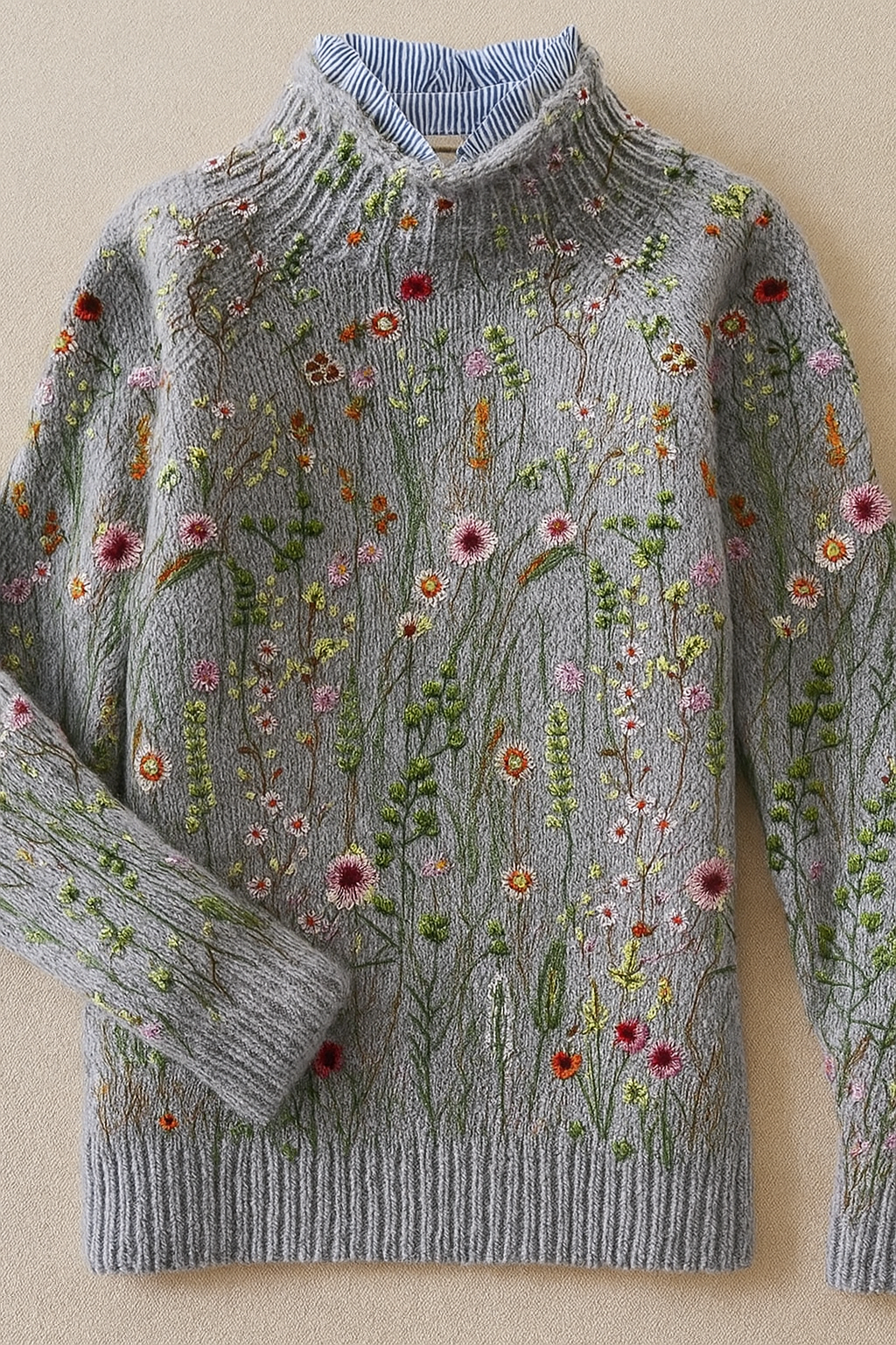 Eloise | Vintage Floral Turtleneck Knit Sweater