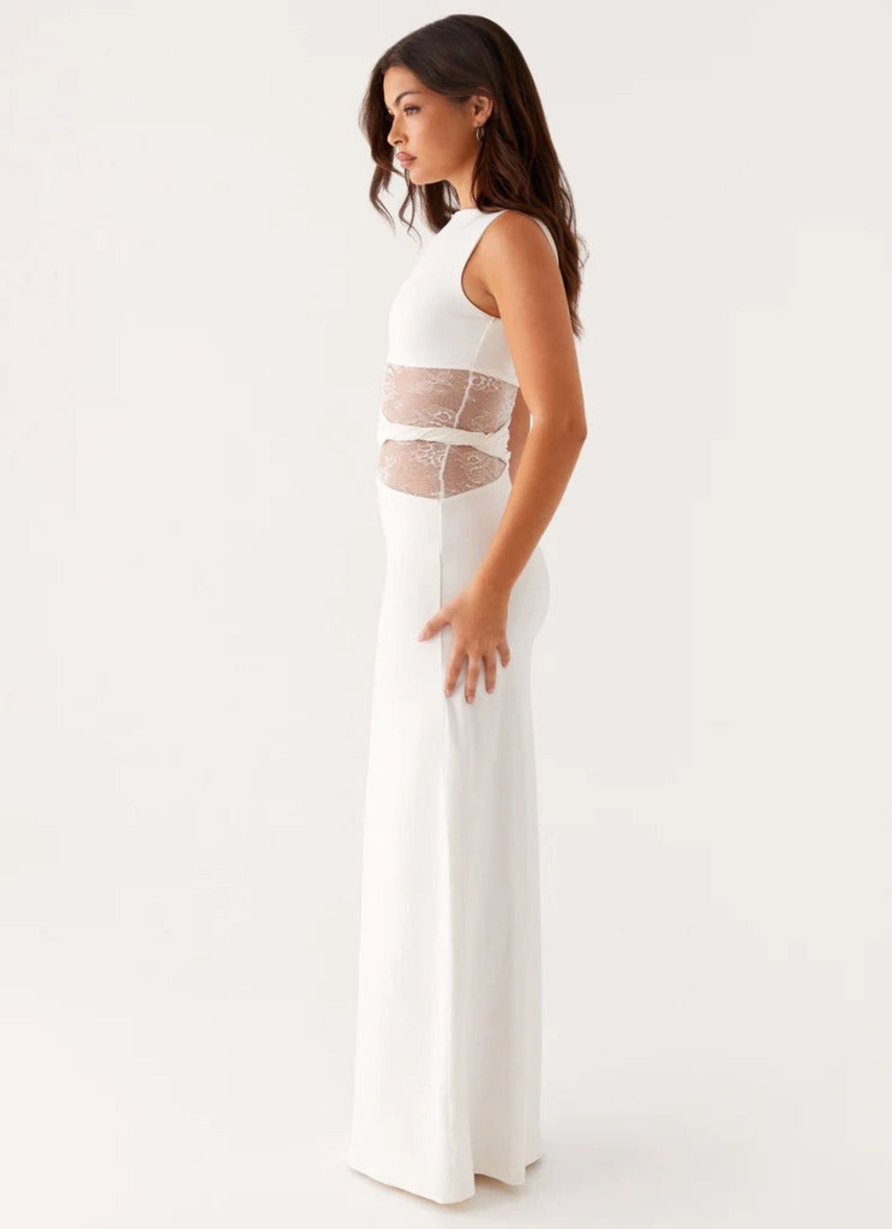 Liora| Figure-flattering maxi dress with subtle cutouts and lacing