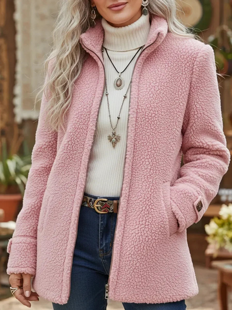 Odette | Full-Zip Lambswool-Feel Stand Collar Jacket