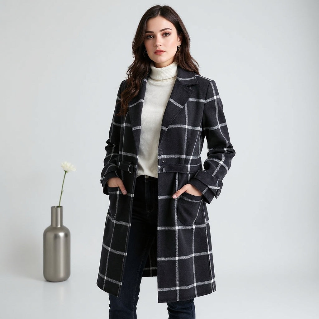 Valeria | Retro Plaid Tweed Coat
