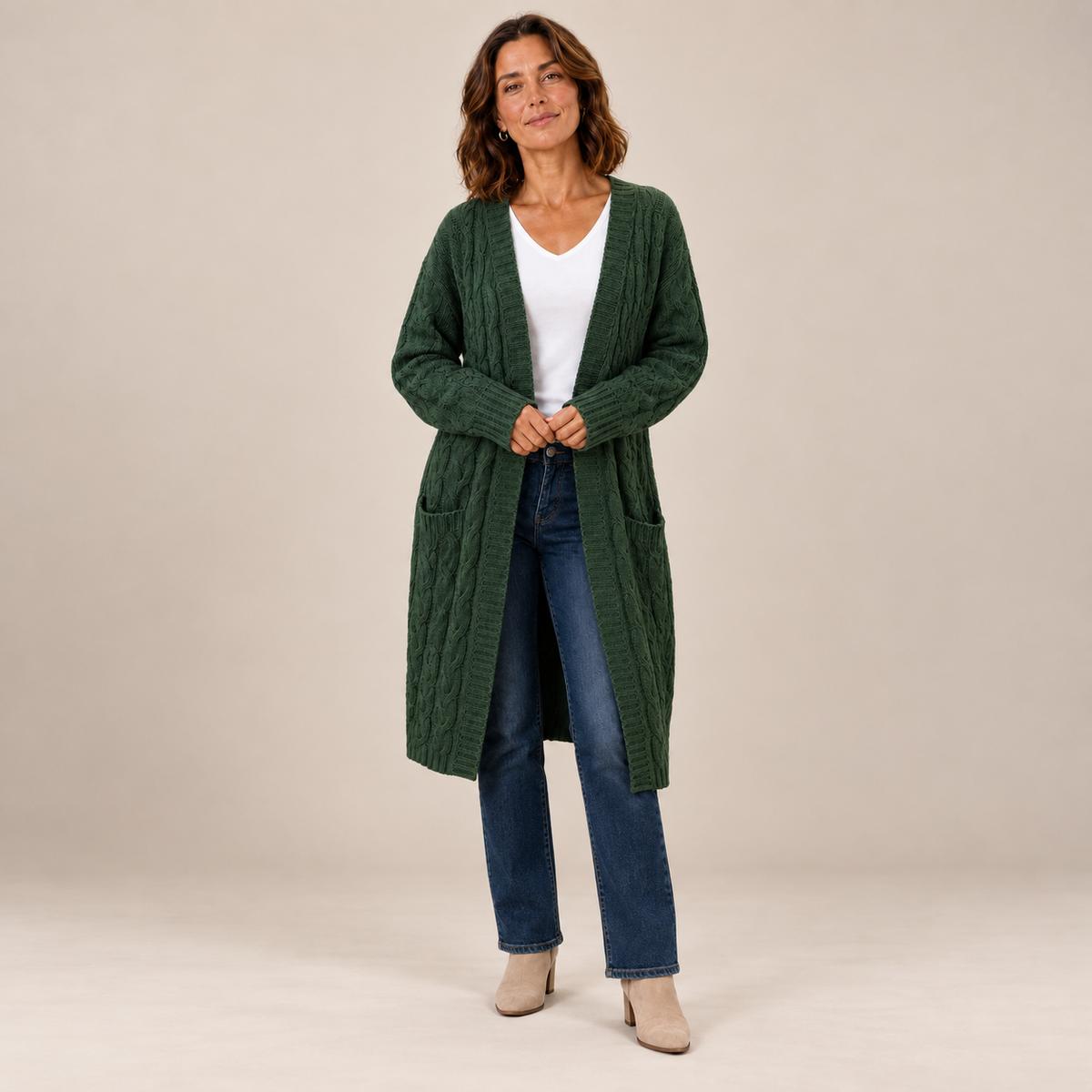 Cable Knit Cardigan for Women - Hooded Long | Areleon