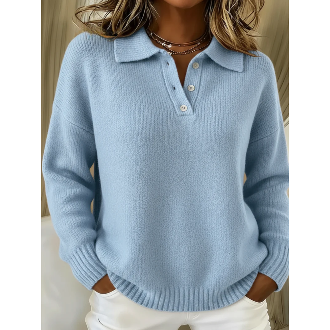 Janelle | Soft Knit Polo Sweater