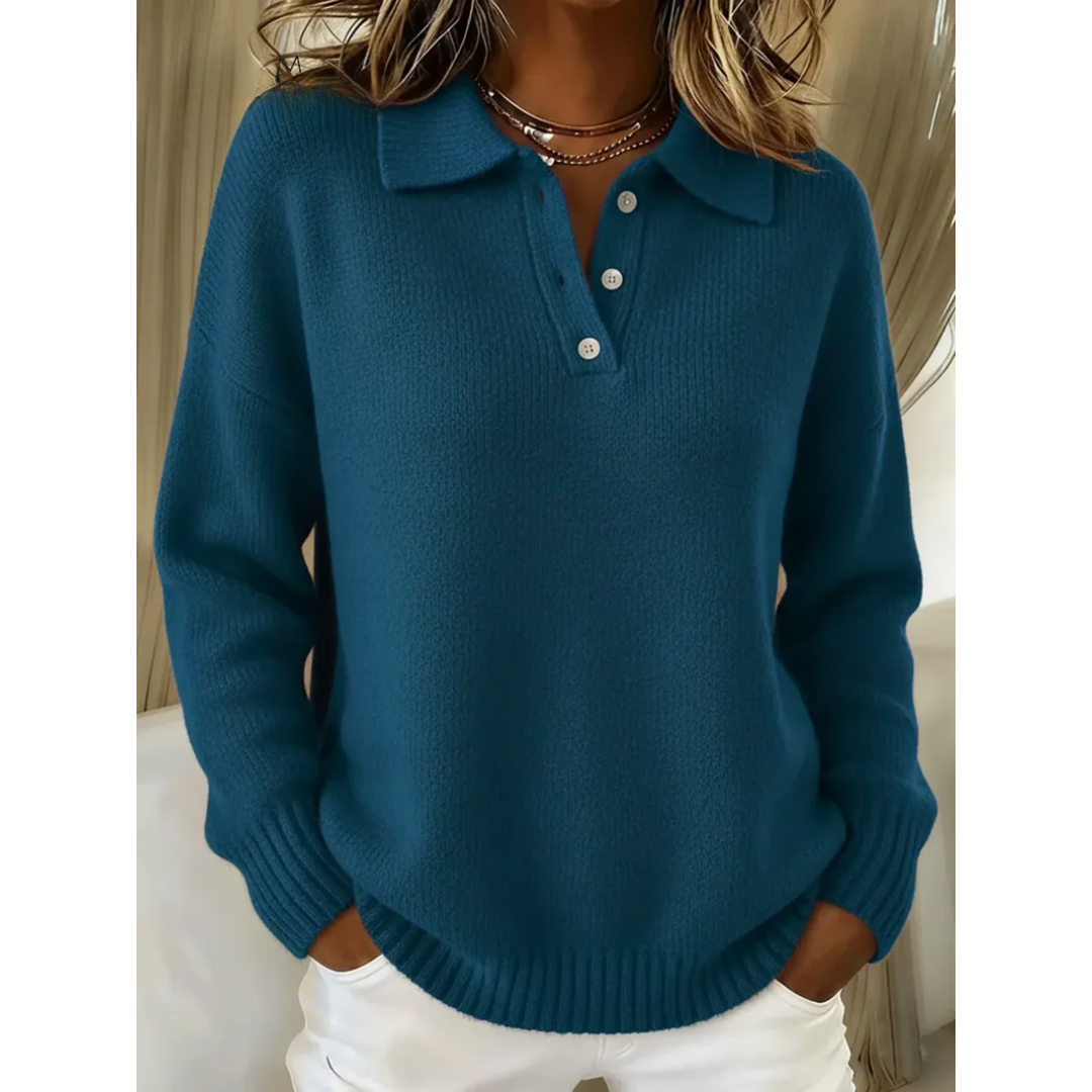 Janelle | Soft Knit Polo Sweater