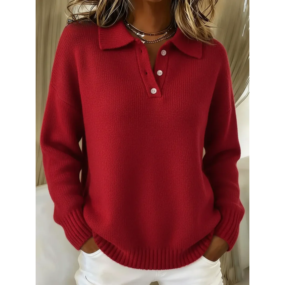 Janelle | Soft Knit Polo Sweater