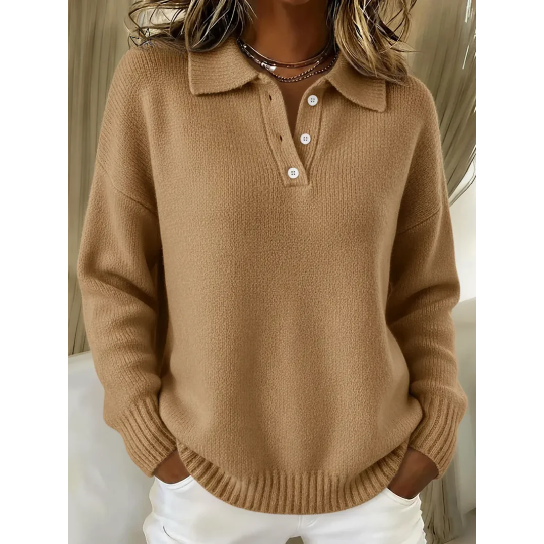 Janelle | Soft Knit Polo Sweater
