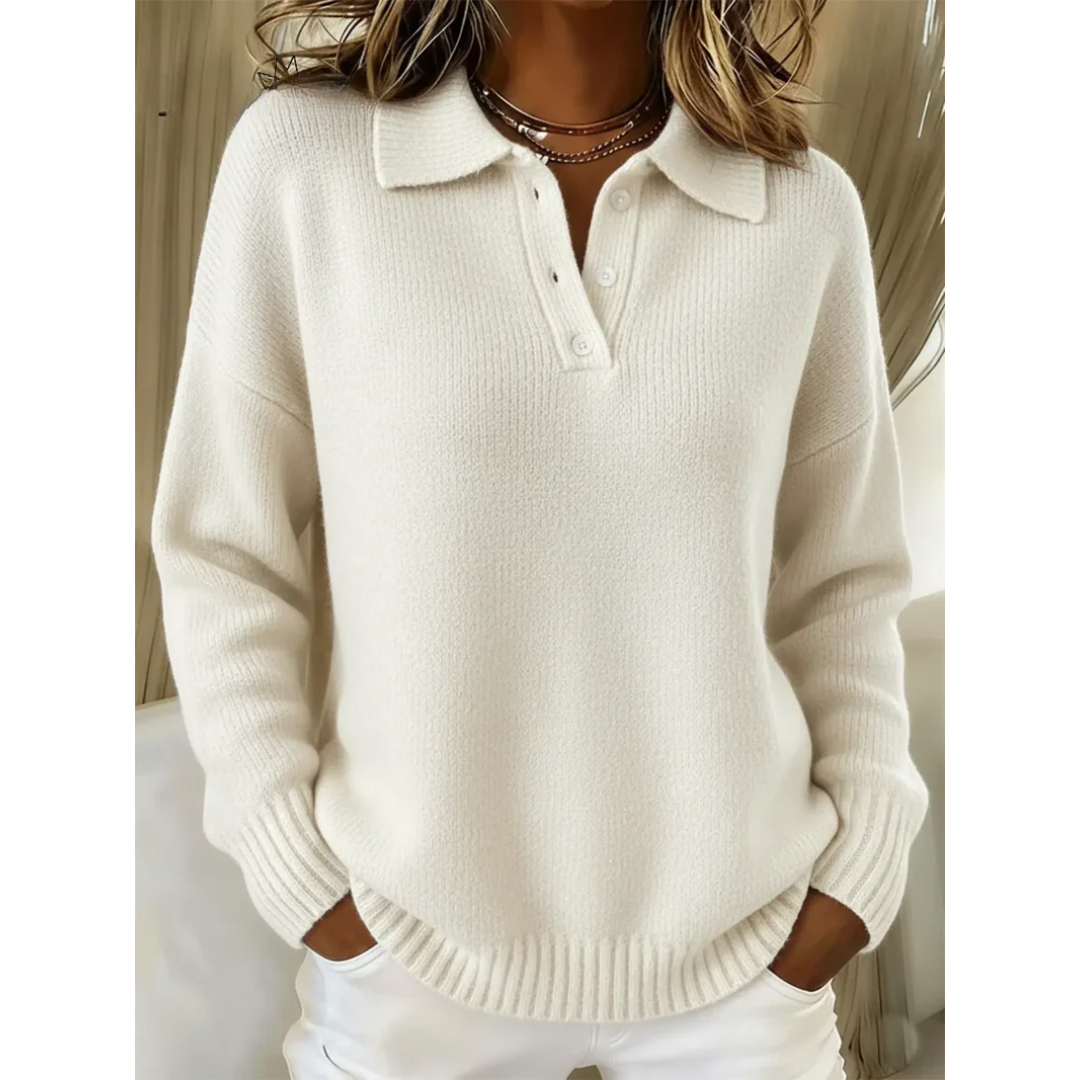 Janelle | Soft Knit Polo Sweater