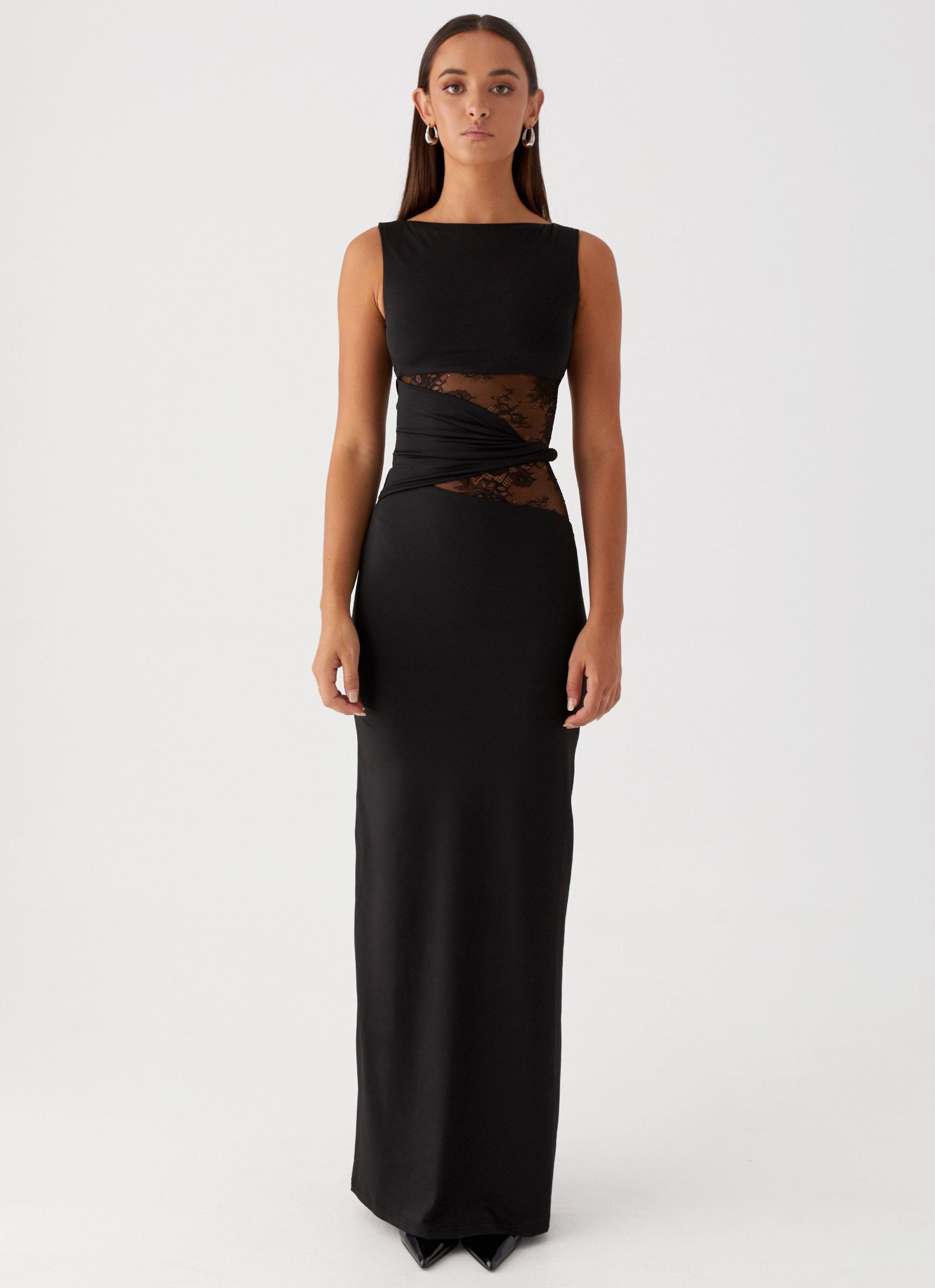 Liora| Figure-flattering maxi dress with subtle cutouts and lacing