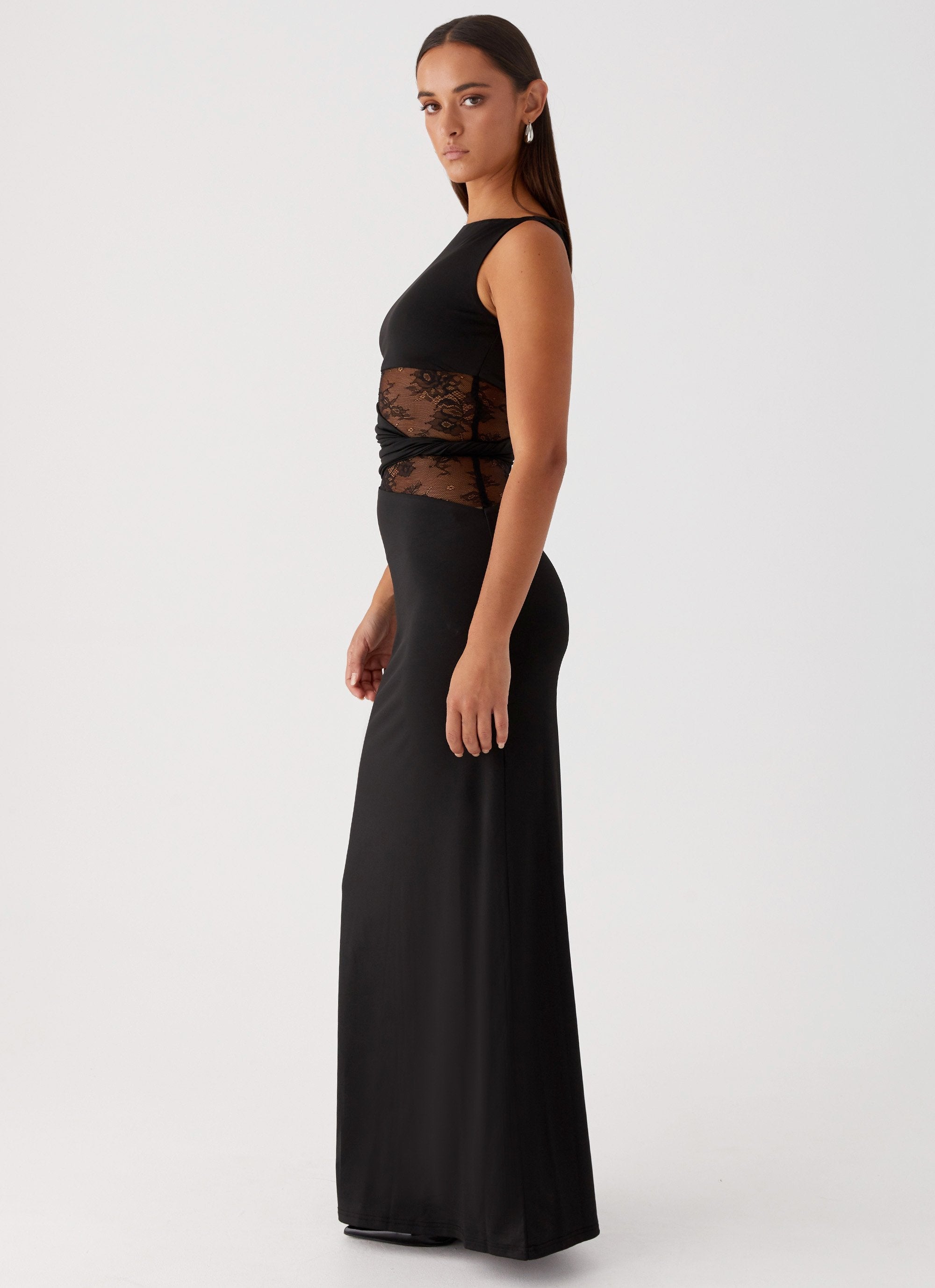 Liora| Figure-flattering maxi dress with subtle cutouts and lacing