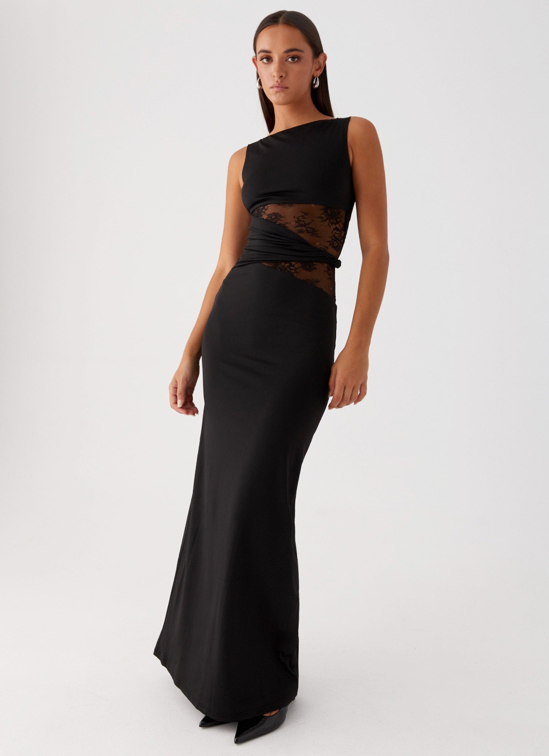 Liora| Figure-flattering maxi dress with subtle cutouts and lacing