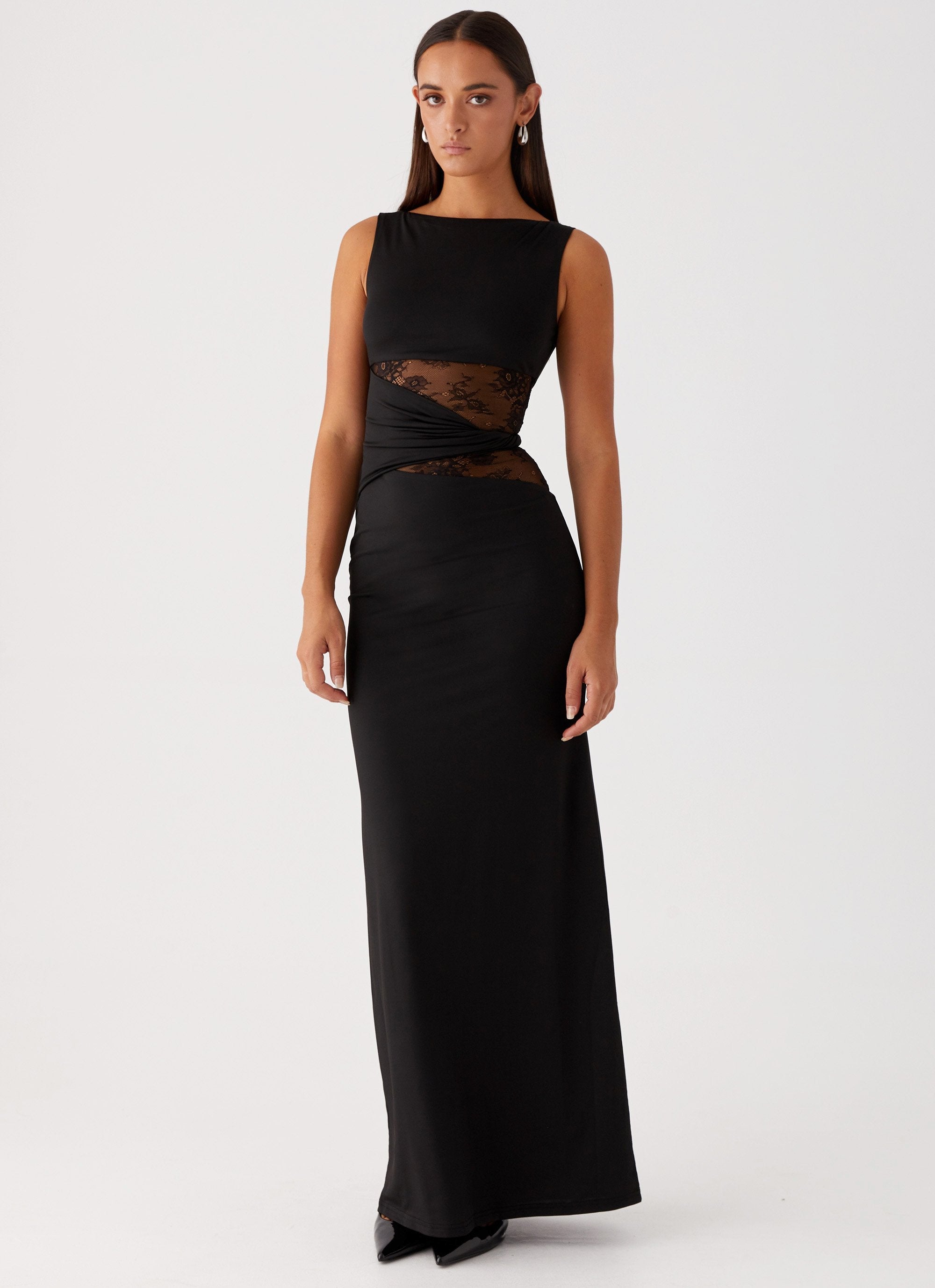 Liora| Figure-flattering maxi dress with subtle cutouts and lacing