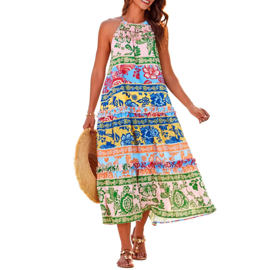 Juliette – Chic Boho Halter Tiered Maxi Dress