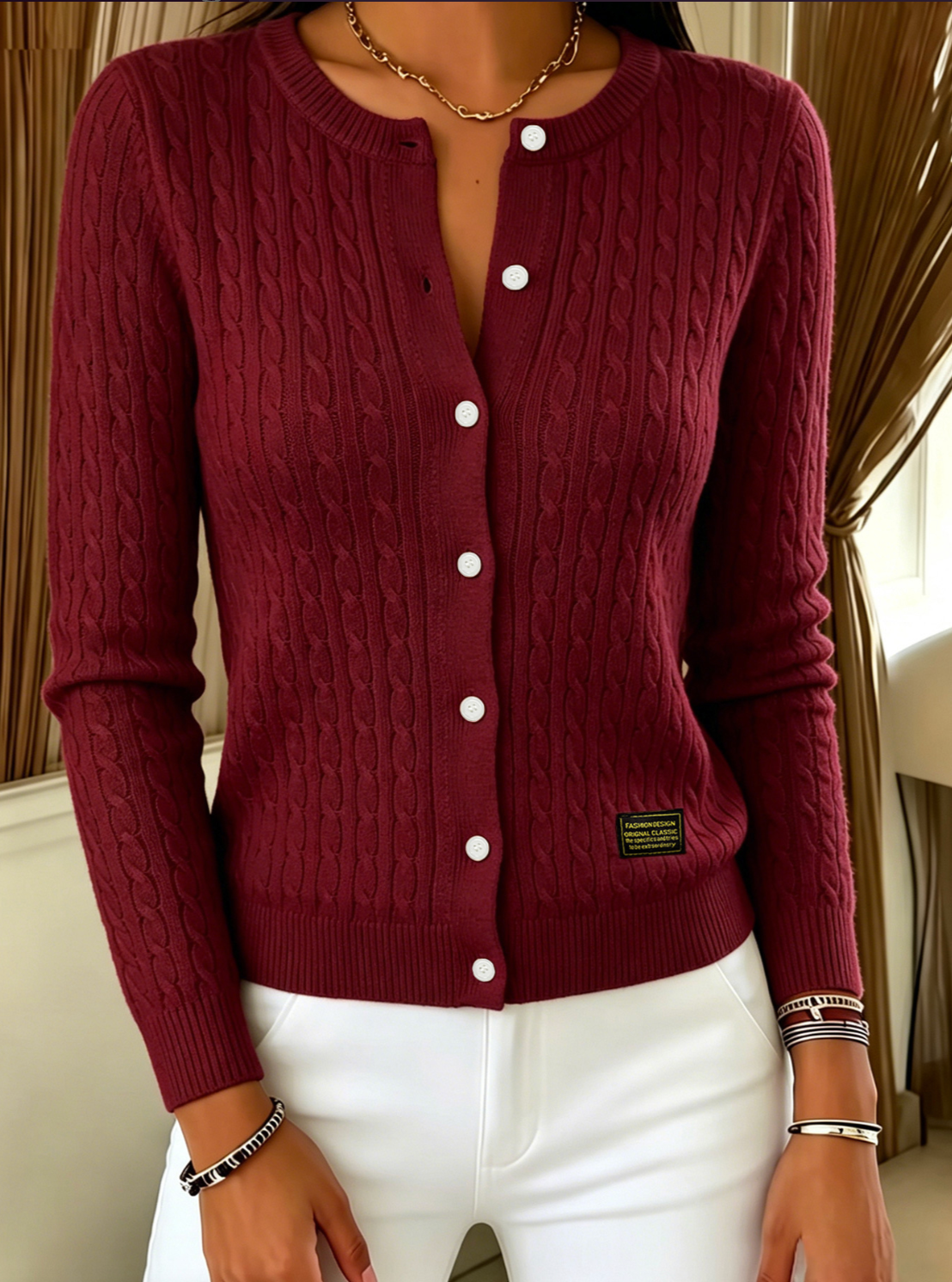 Aneta | Cable Knit Cardigan with Button