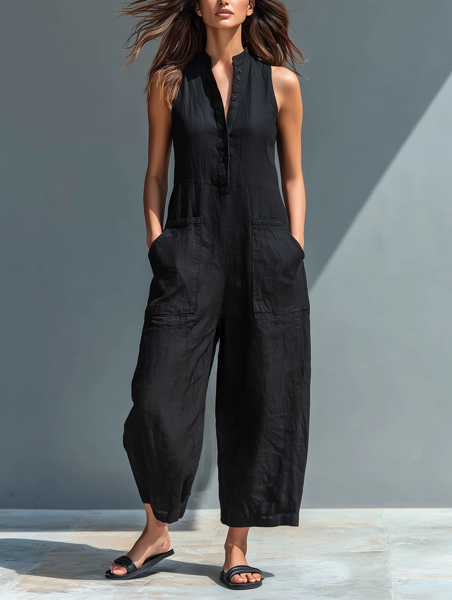 PHOEBE | WIDE-LEG BUTTONED JUMPSUIT