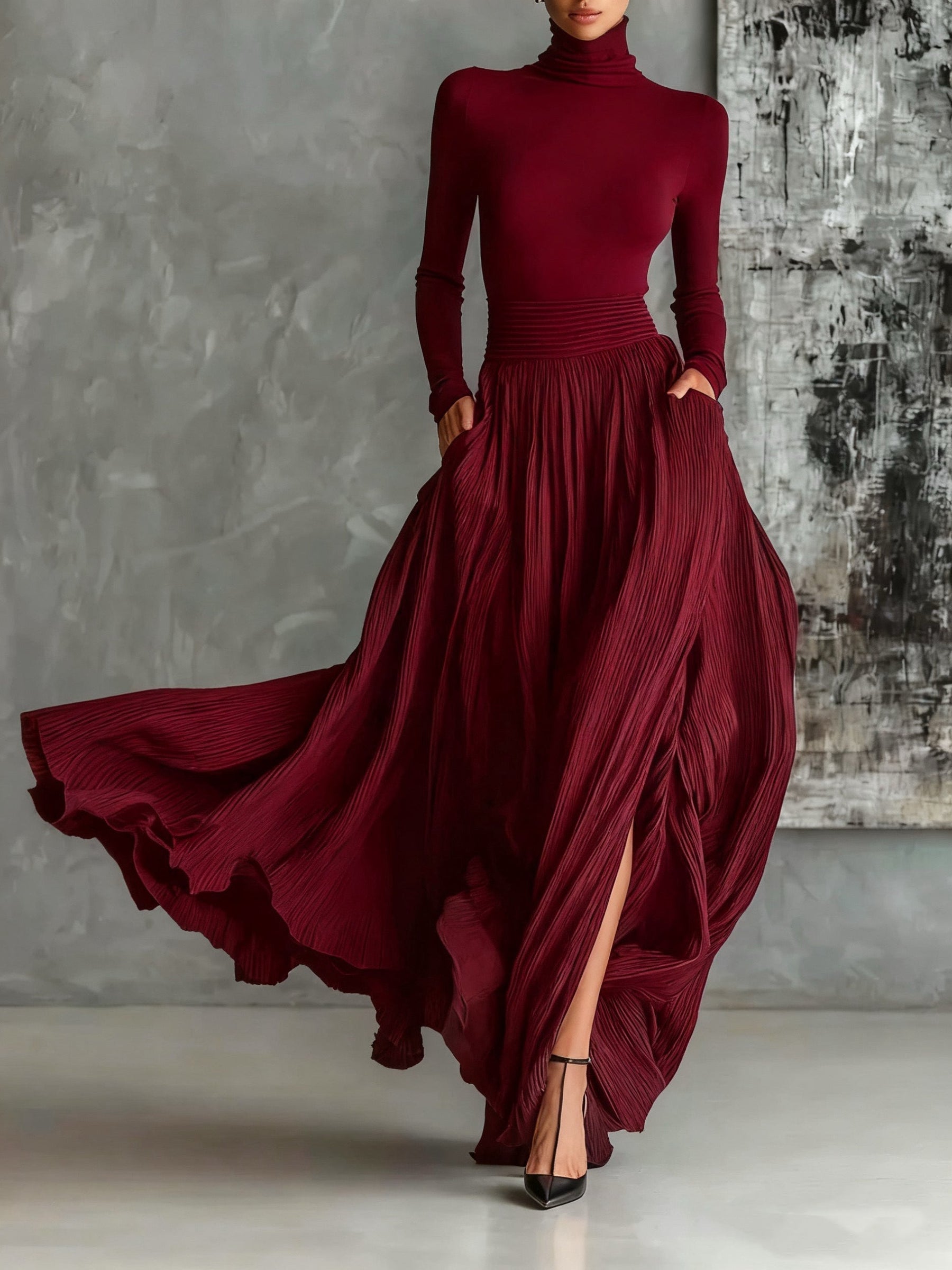 Avelina™ | Elegant Pleated Maxi Dress