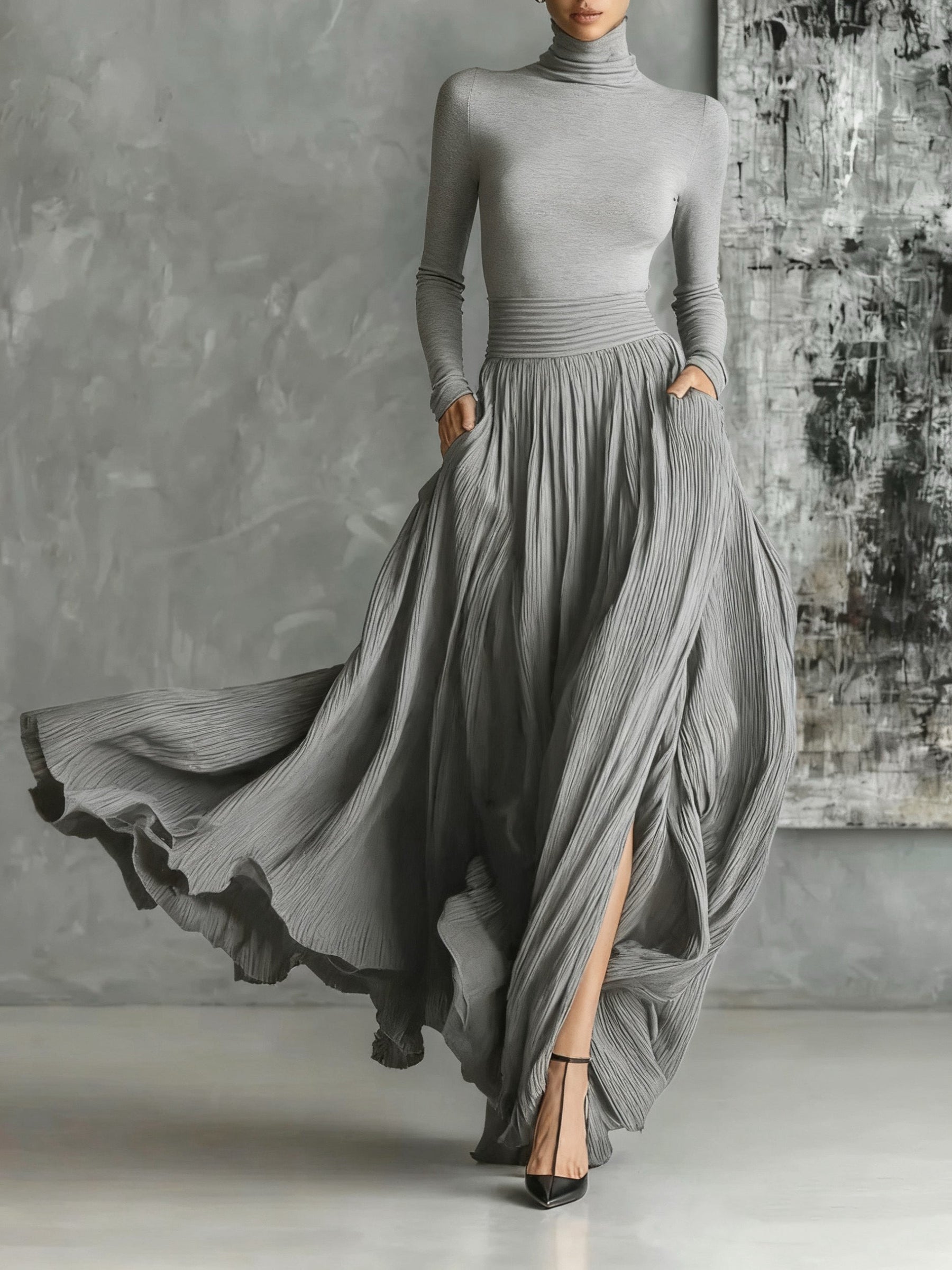 Avelina™ | Elegant Pleated Maxi Dress