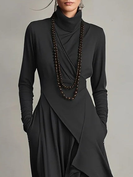 Marivelle™ | Elegant High-Neck Maxi Dress
