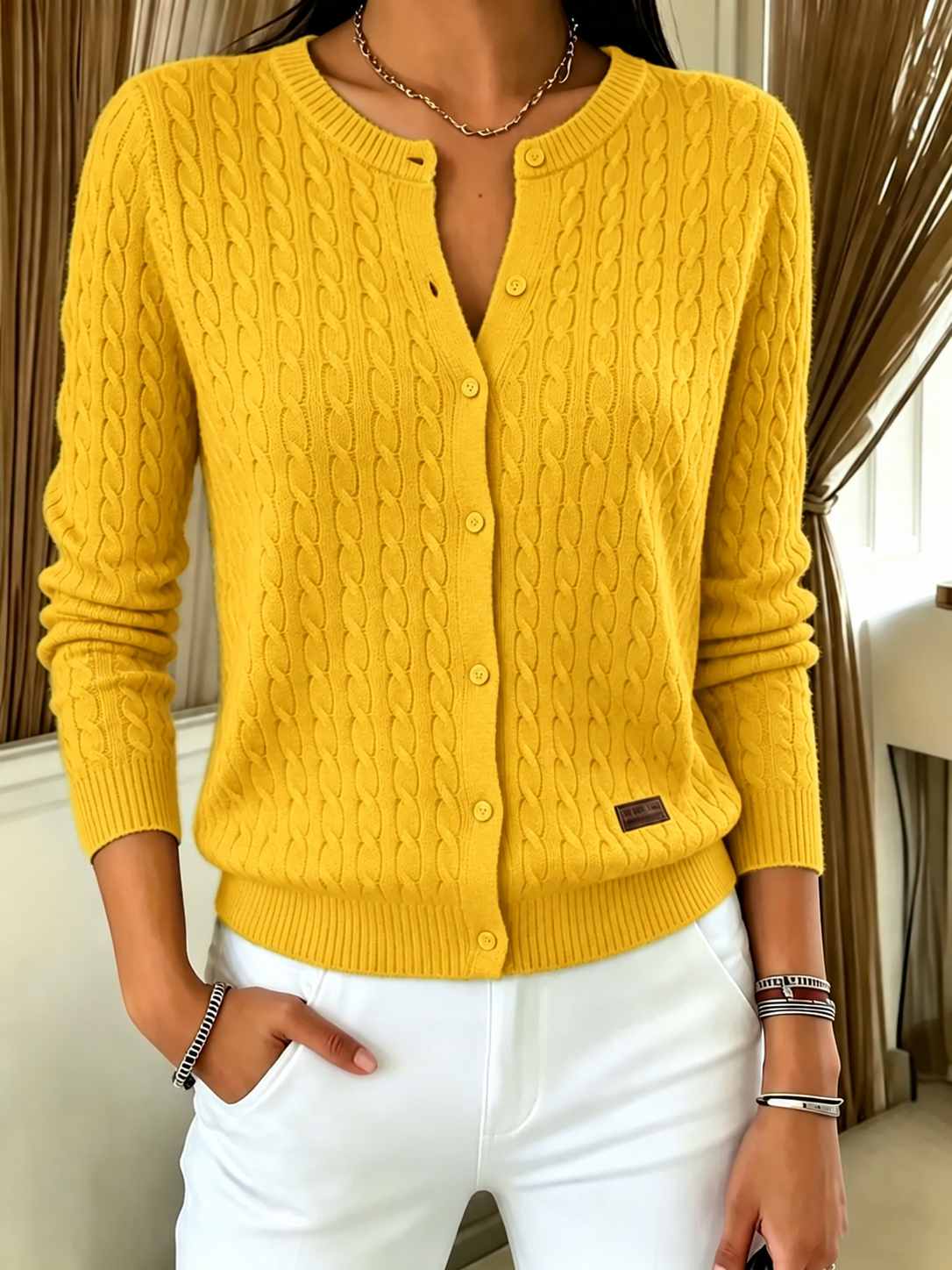 Aneta | Cable Knit Cardigan with Button