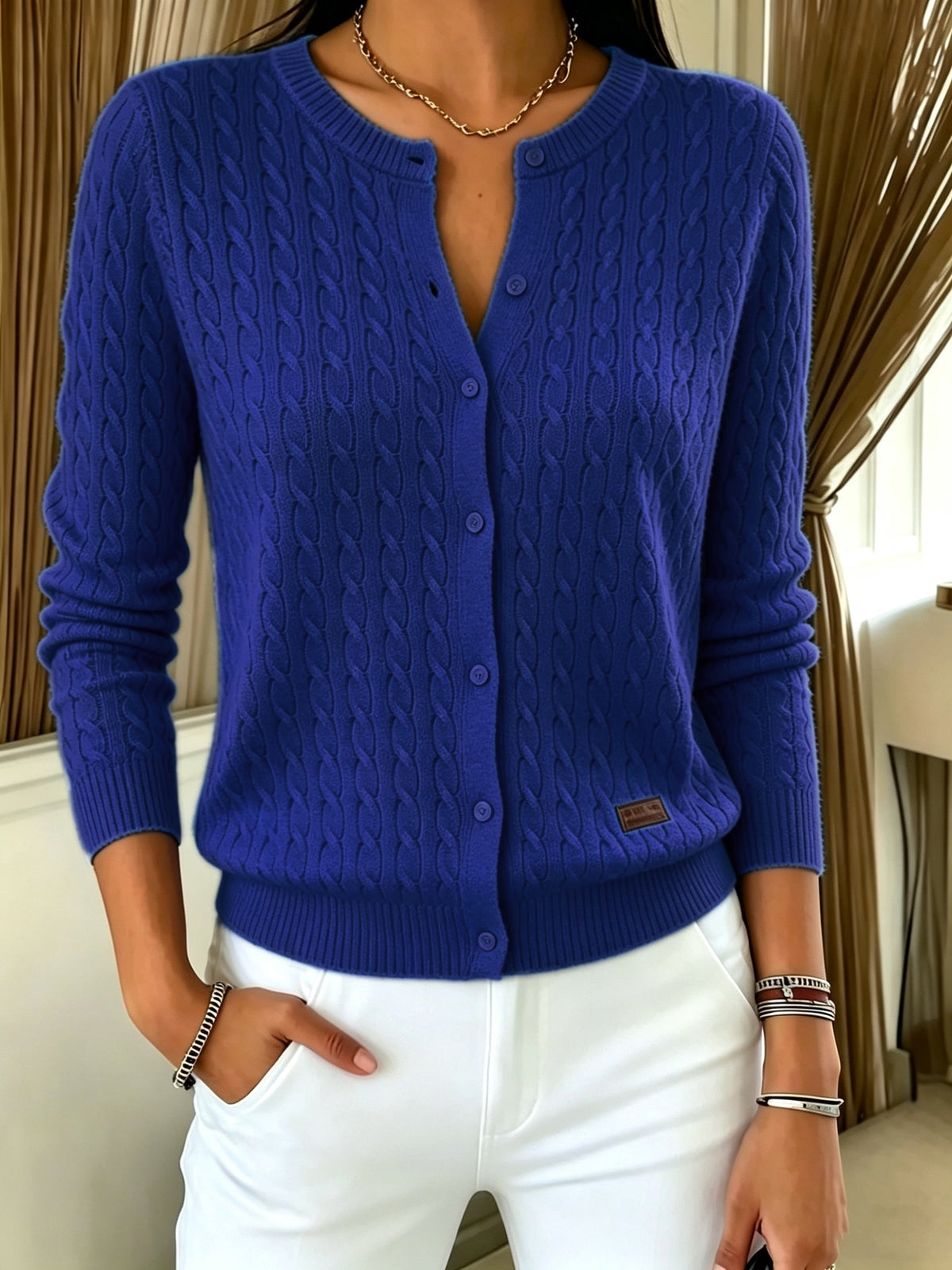 Aneta | Cable Knit Cardigan with Button