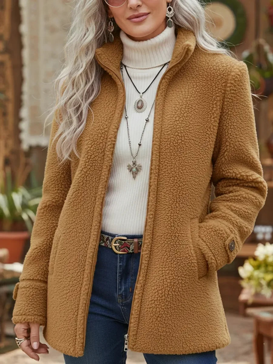 Odette | Full-Zip Lambswool-Feel Stand Collar Jacket