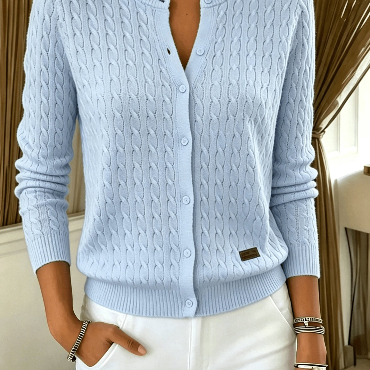 Aneta | Cable Knit Cardigan with Button