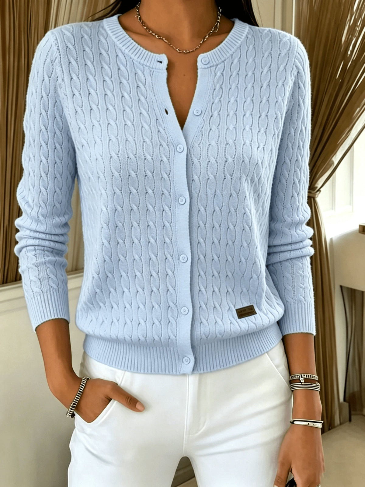 Aneta | Cable Knit Cardigan with Button