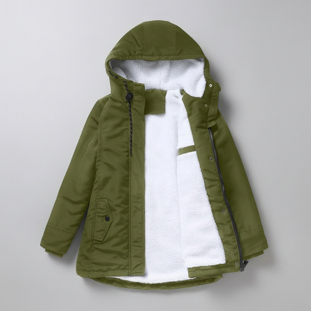 Anne - Thick Winter Coat with Hood and Quilted Lining for Winter Warmth
