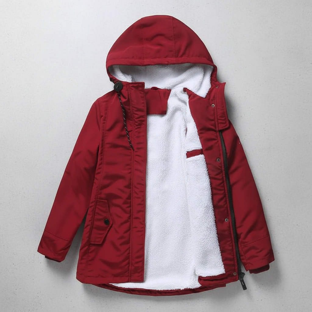 Anne - Thick Winter Coat with Hood and Quilted Lining for Winter Warmth