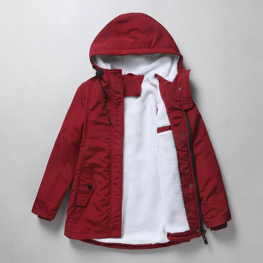Anne - Thick Winter Coat with Hood and Quilted Lining for Winter Warmth