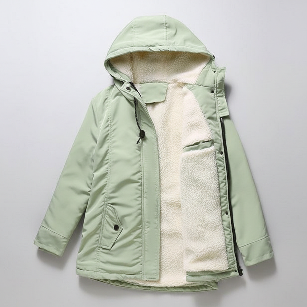 Anne - Thick Winter Coat with Hood and Quilted Lining for Winter Warmth