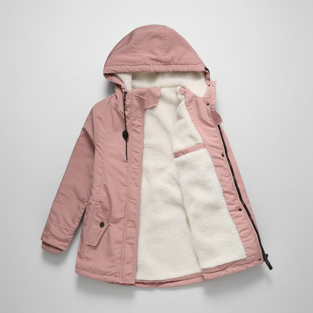 Anne - Thick Winter Coat with Hood and Quilted Lining for Winter Warmth