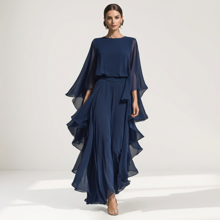 Aurora | Completo Elegante in Chiffon con Volant