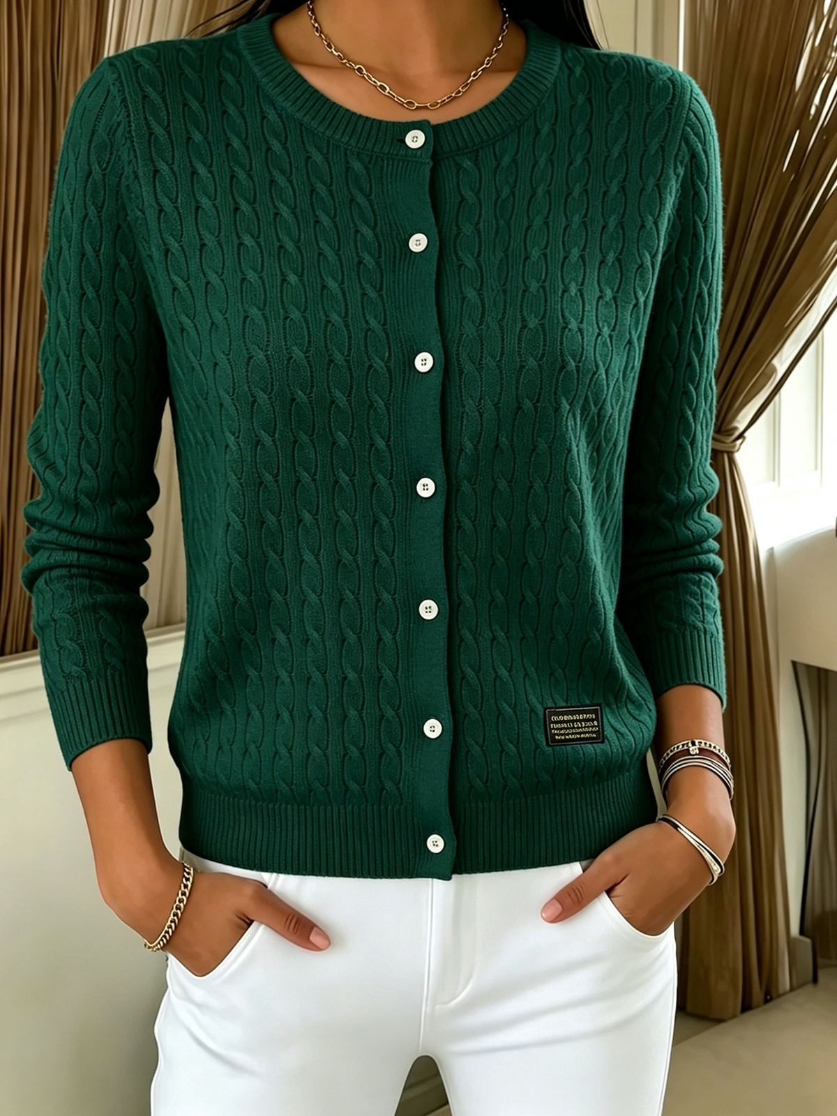Aneta | Cable Knit Cardigan with Button