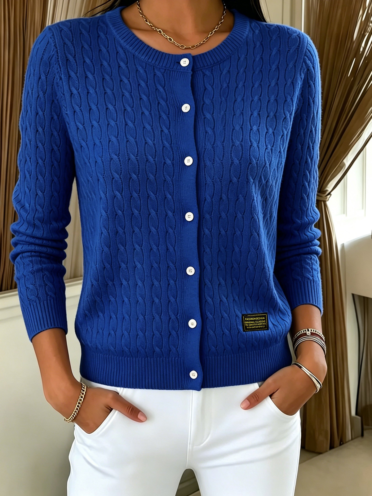 Aneta | Cable Knit Cardigan with Button