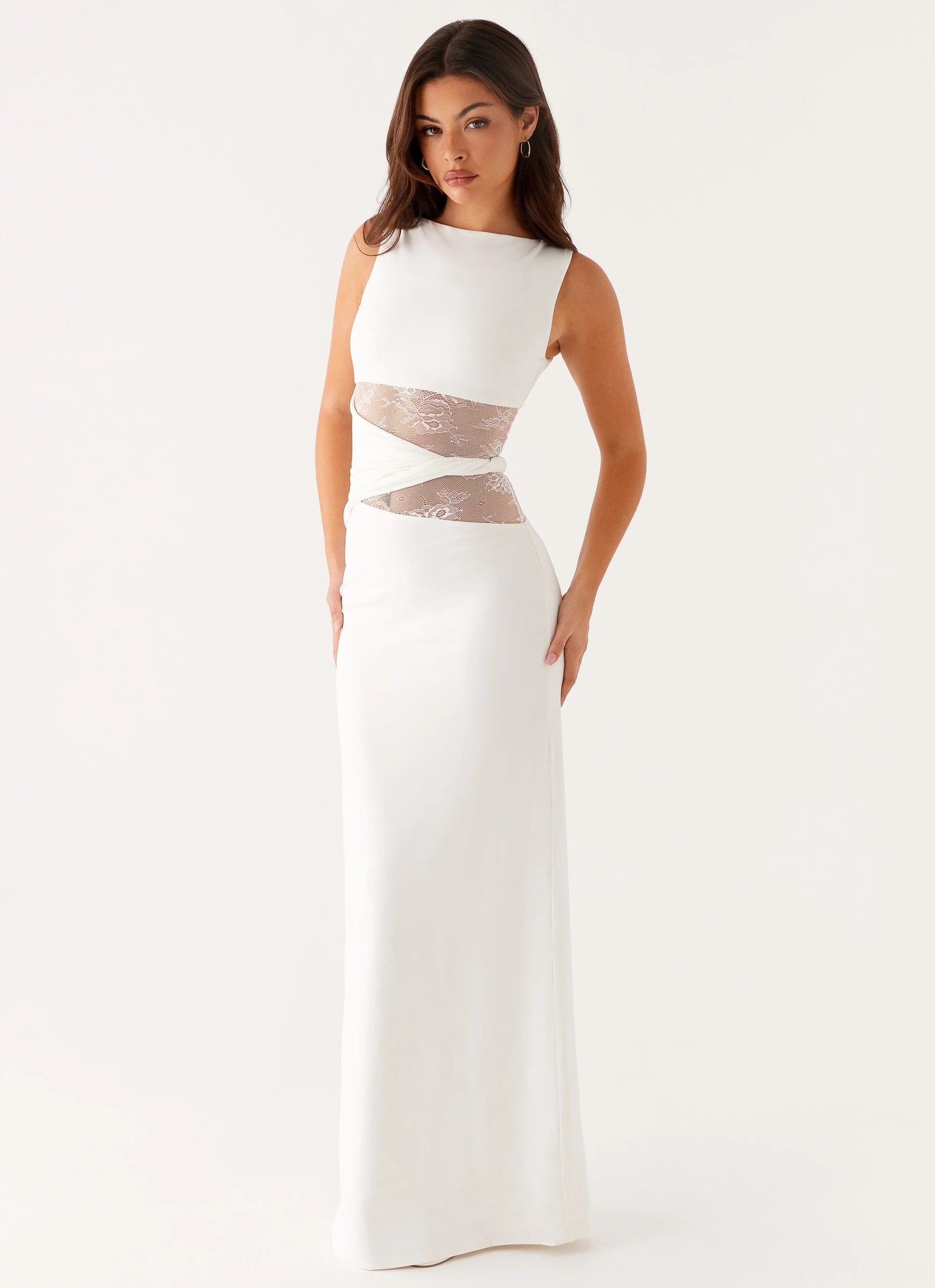Liora| Figure-flattering maxi dress with subtle cutouts and lacing