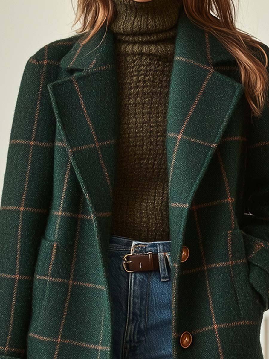Valeria | Retro Plaid Tweed Coat