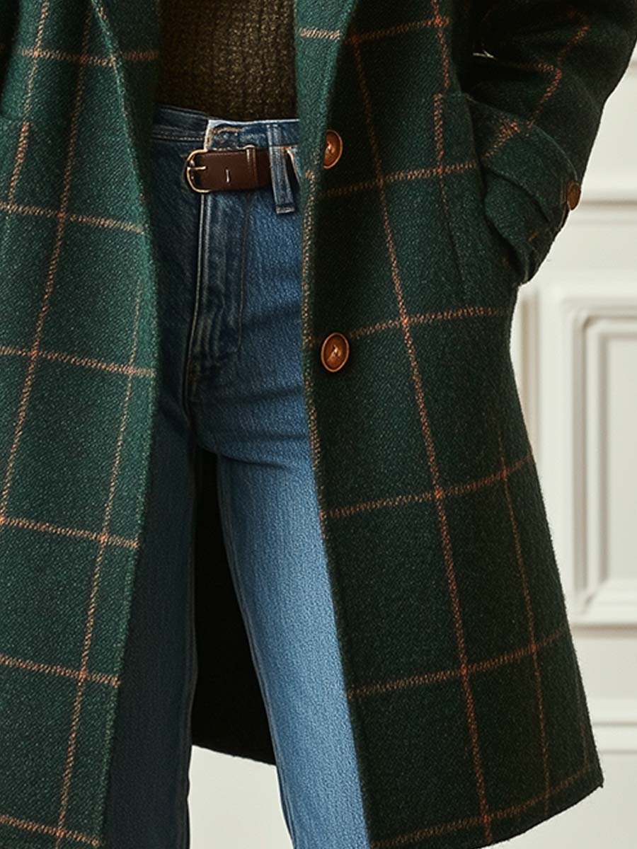 Valeria | Retro Plaid Tweed Coat
