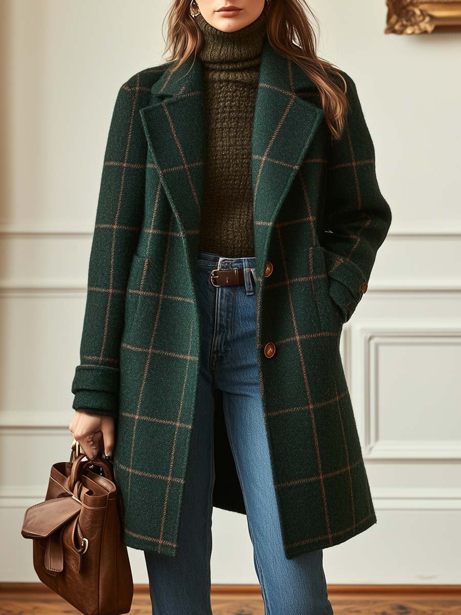 Valeria | Retro Plaid Tweed Coat