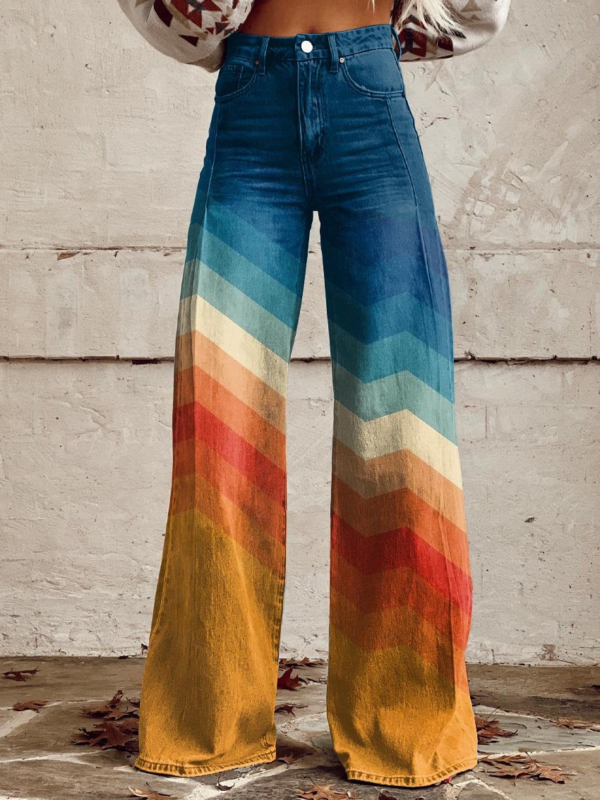 Léa - Pantaloni Retro Eleganti a Zigzag