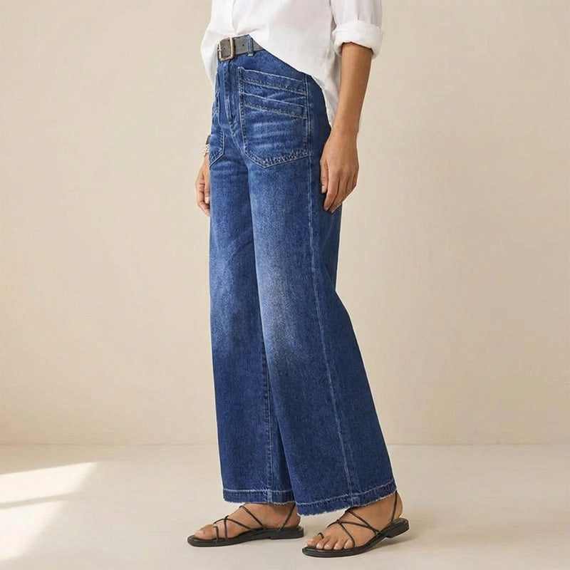 Rexelle - High Waist Wide Leg Denim Jeans | Comfort & Modern Style