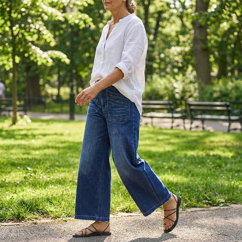 Rexelle - High Waist Wide Leg Denim Jeans | Comfort & Modern Style